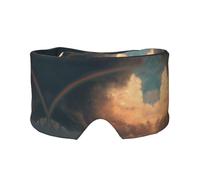 Rainbow Print Sleep Eye Mask with Earmuffs - Block Out Light Contoured Night Blindfold Eye Sleeping Mask with Ear Cover for Men Women Side Sleeper Night Gift