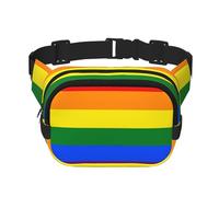Rainbow Print Unisex Square Double Layer Waist Bag Crossbody Fanny Pack Travel Workout Accessory, Black, One Size, Black, One Size