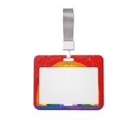 Rainbow Printed ID Badge Holder with Lanyard, Clear Plastic Badge Holder for Work, School, Hospital, Security - Water Resistant & Dirt Proof