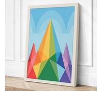 Rainbow Prism Geometric Canvas Wall Art Print 24x16 Inch | Ready to Hang, Gallery Wrapped, Fade-Resistant Inks, Securely Packaged, UK Made