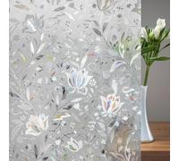 Rainbow Privacy Window Film Stained Glass Tulip Pattern,197inches Windows Privacy Film,Window Vinyl Glass Covering,Stained Glasses Decorative Films,Frosted Static Clings(15.7X197inches)