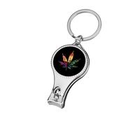Rainbow Proud LGBTQ Flag Weed Portable Nail Clippers with Keychain Sharp Fingernail Clipper Metal Corkscrew Compact Toenail File
