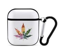 Rainbow Proud LGBTQ Flag Weed Stylish Printed Bluetooth Headset Protective Cover Compatible with AirPods 1/2 with Buckle