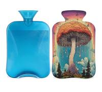 Rainbow Psychedelic Mushrooms Hot Water Bottle with Cover, 2L Hot Water Bag for Pain Relief, Neck Soft and Shoulder, Hand Feet Warmer, Hot and Cold Compress for Adult Kids