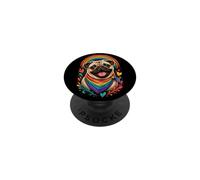 Rainbow Pug Cheerful Pug Lover PopSockets Adhesive PopGrip