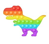 Rainbow Push Fun Pop It Fidget Toys, Sensory Pop Up Fidget Popper, Stress Reliever Push Toy, Silicone Anxiety Relief Poppet Toddler Squeeze Toys, for Learning and Needs Stress Reliever Autism (Dino)