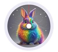 Rainbow Rabbit Christmas Tree Skirt - 36"x36" Farmhouse Holiday Tree Mat with Decorative Tassels, Xmas Tree Collar for Indoor Outdoor Christmas Party Decor
