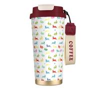 Rainbow Rabbit Double Wall Stainless Steel Vacuum Insulated Travel Mug with Splash-Proof Lid Perfect for Camping & On-The-Go