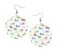 Rainbow Rabbit Leather Round Earrings Daily Accessories Working At Work Women'S Fashion