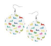 Rainbow Rabbit Leather Round Earrings Daily Accessories Working At Work Women'S Fashion