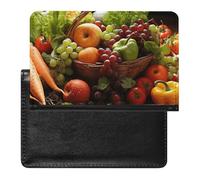 Rainbow Rabbit Passport Holder Slim Travel Wallet RFID Blocking Card Case Cover Passport Cover Protector Essentials with Credit Card Slots for Women/Men, Colorful Various Vegetables and Fruit, One