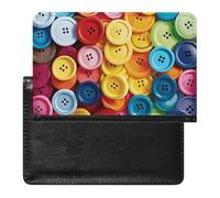 Rainbow Rabbit Passport Holder Slim Travel Wallet RFID Blocking Card Case Cover Passport Cover Protector Essentials with Credit Card Slots for Women/Men, Colorful Buttons, One Size, Modern