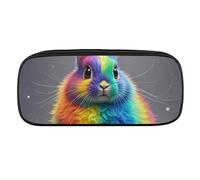 Rainbow Rabbit Pencil Case Waterproof Leather Pencil Pouch Multi-purpose Aesthetic Makeup Bag Cute Pen Bag Large Cosmetic Bag for Office Stationery, Travel