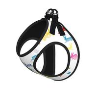 Rainbow Rabbit Print Dog Harness Reflective Pet Vest Harness Puppy Harnesses Leash Set,For Walking Training