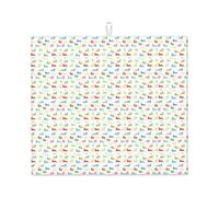 Rainbow Rabbit Print Drying Mat for Kitchen Absorbent Reusable Dish Pad Sink Racks Utensils Table