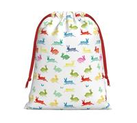 Rainbow Rabbit Print Gift Drawstring Bag Reusable Pouch Festive Decor Party Favor Daily Storage Sack