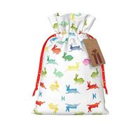 Rainbow Rabbit Print Gift Drawstring Bags Reusable Present Sack Versatile Birthday Holiday Party Favors