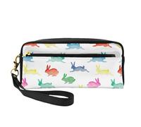 Rainbow Rabbit Print Makeup Bag for Women Waterproof Pouch Toiletry School Office Travel Daily Use