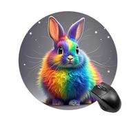 Rainbow Rabbit Round Mouse Pad Smooth Glide Gaming Mousepad Extra Density Portable Comfortable Mouse Mat for Desk, Home, Office 7.8x7.8 Inches