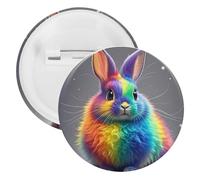 Rainbow Rabbit Tinplate Badge Personalized Round Brooch Large Craft Button Suitable for Teachers, Nurses, Doctors, Staff, Party Gift Accessories, style, 1PCS