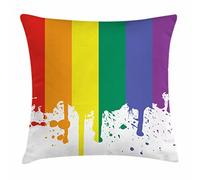 Rainbow, Rainbow Flag Support Pride Lifestyle Freedom Love Color Splashes Pillowcase Polyester Cushion Covers Plush Throw Pillow Case For Sofa Chair Sofa Car 45X45Cm