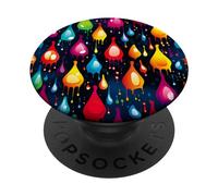 Rainbow Raindrops Art Paint Drops Colorful Pattern PopSockets Swappable PopGrip