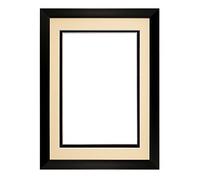 Rainbow Range Black Matt Double Mount Photo frame/picture frame/poster frame with Real Glass - Ivory on Black Mount - 14"x11" for A4 pictures