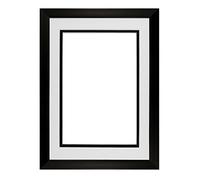 Rainbow Range Black Matt Double Mount Photo frame/picture frame/poster frame with Real Glass - White on Black Mount - 14"x11" for 10''x8 pictures