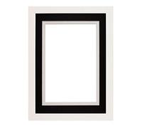 Rainbow Range White Matt Double Mount Photo frame/picture frame/poster frame with Perspex Sheet - Black on White Mount - 14"x11" for 12''x8 pictures