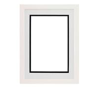 Rainbow Range White Matt Double Mount Photo frame/picture frame/poster frame with Perspex Sheet - White on Black Mount - 14"x11" for A4 pictures