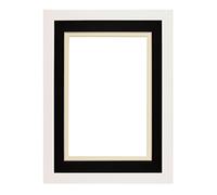 Rainbow Range White Matt Double Mount Photo frame/picture frame/poster frame with Real Glass - Black on Ivory Mount - 14"x11" for A4 pictures