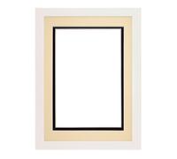 Rainbow Range White Matt Double Mount Photo frame/picture frame/poster frame with Real Glass - Ivory on Black Mount - 14"x11" for A4 pictures