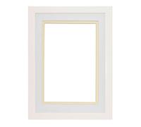 Rainbow Range White Matt Double Mount Photo frame/picture frame/poster frame with Real Glass - White on Ivory Mount - 16"x12" for 12''x8" pictures