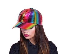 Rainbow Reflective Hip Hop Rave Hat,Hip Hop Flat Brim Rock Snapback Hat | Reflective Fashion Rave Cosplay Caps for Dance, Glastonbury Festival Zorq
