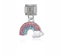 Rainbow Rhinestone Dangle Charm fits all classic 9mm Italian Style Charm Bracelet - UK stock