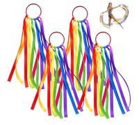 Rainbow Ribbon Dance Ribbons for Children, Coloured Scarves for Sensory Play and Gymnastics, 4-Piece Streamer Set for Dance Equipment and Party Activities, 45 cm Length for Creative Movement Exercises