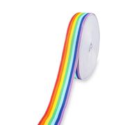 Rainbow Ribbons, 25mm Rainbow Ribbon for Crafting Wide Grosgrain Ribbon for Arts Crafts DIY, Gift Wrapping, Birthday Pride Party Decor