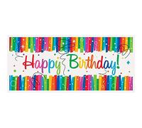 Rainbow Ribbons Birthday Multicolor Wall Banner (152cm x 68cm) 1 Piece - Vibrant, Eye-catching Party Décor, 60" x 27"