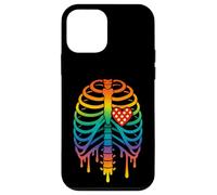 Rainbow Ribcage Skeleton With Cute Heart Pride Art Case for iPhone 12 mini