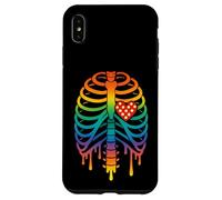 Rainbow Ribcage Skeleton With Cute Heart Pride Art Case for iPhone XS Max