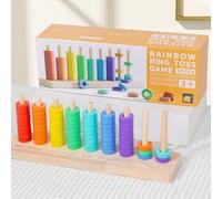 Rainbow Rings Educational Games, Colour Stack Challenge Game, Fine Motor Matching Stacking, Color recognition senses For Kids Boys Girls