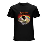 Rainbow Rising Rock Music T-Shirt Unisex Gift Men's Black Tees