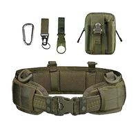 Rainbow_Road Men's Tactical Belt Adjustable Nylon Belt with Metal Buckle and Tactical Molle Pouch For Shooting Hunting War Belt Game Belt and Pack Safety Lifesaving Belt (Green)