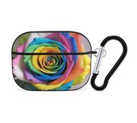 Rainbow Rose AirPod Pro Case, Anti Scratch Hard PC Cover with Keychain, AirPod Pro 2nd/1st Case Accessories for Women Men, Black-Style