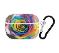 Rainbow Rose AirPod Pro Case, Anti Scratch Hard PC Cover with Keychain, AirPod Pro 2nd/1st Case Accessories for Women Men, White-Style