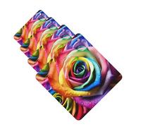 Rainbow Rose Car Air Fresheners Cards 4 Pcs Hanging Fragrance Scented Cards Long-Lasting Car Aromatherapy Tablets for Wardrobe Bathroom Car Interior Mirror Pendant Gifts