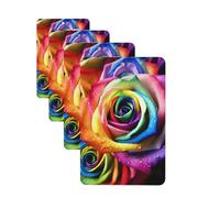 Rainbow Rose Car Air Fresheners Cards 4 Pcs Hanging Fragrance Scented Cards Long-Lasting Car Aromatherapy Tablets for Wardrobe Bathroom Car Interior Mirror Pendant Gifts