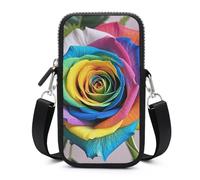 Rainbow Rose Cell Phone Bag with Detachable Strap, Aesthetic Mini Sling Bag Small Crossbody Bag for Phone
