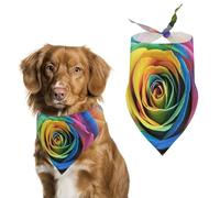 Rainbow Rose Dog Bandanas for Feeding Grooming, Triangle Pet Bibs Washable Pets Scarf for Cats & Dogs