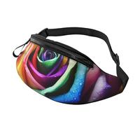 Rainbow Rose Fanny Pack for Men Women Crossbody Waist Bag Waterproof Sports Belt Bag Outdoor Hip Pack